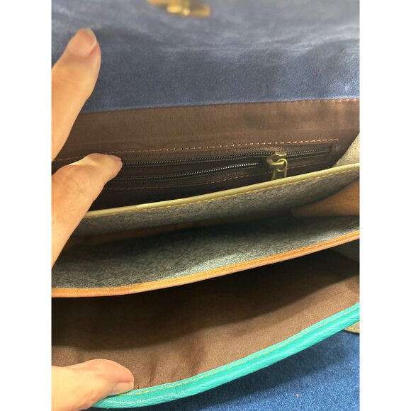 Patchwork Leather Crossbody Bag - Multicolor Stripes Adjustable Strap Animal Pri - Picture 12 of 16